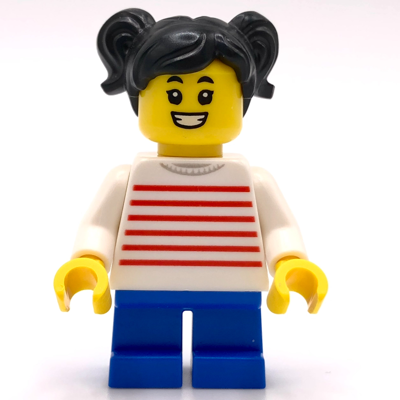 Lego Kid - White Torso, Blue Legs, Black Hair