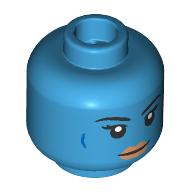 Lego Minifig Head Aayla Secura, Eyebrows, Nougat Lips, Dark Blue Lines, Neutral / Angry Scowl Print / Dark Azure
