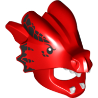 Lego Costume / Mask, Dragon with Black Scales, White Teeth print / Red
