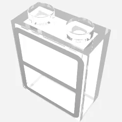 Brick 1 x 2 x 2 with Train Window Print / Trans-Clear