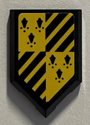 Tile, Modified 2 x 3 Pentagonal with Black and Yellow Hufflepuff Banner with Diagonal Stripes Pattern (Sticker) - Set 76395