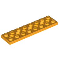 Lego Technic Plate 2 x 8 [7 Holes] / Bright Light Orange