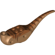 Lego Animal Body Part, Dinosaur, Raptor Body with Dark Orange Top with Dark Brown Stripes Print / Medium Nougat