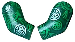 Arm, (Matching Left and Right) Pair with Silver and Bright Green Circles and Filigree Pattern / Dark Green