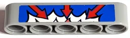 Technic, Liftarm Thick 1 x 5 with 3 Red Arrows on Blue, Red, and White Explosion Pattern Model Left Side (Sticker) - Set 8182