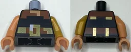 Torso Pixelated Nougat Neck, Reddish Brown, Gold and White Belt with Buckle Pattern / Pearl Gold Arm Left / Nougat Arm Right / Nougat Hands