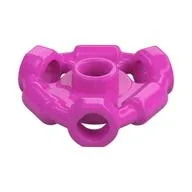 Plate Special 1 x 1 with Hole Through Stud, 3 Bars and 3 Bar Holes / Dark Pink