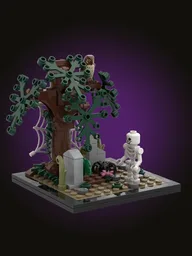 Halloween tree grave diorama
