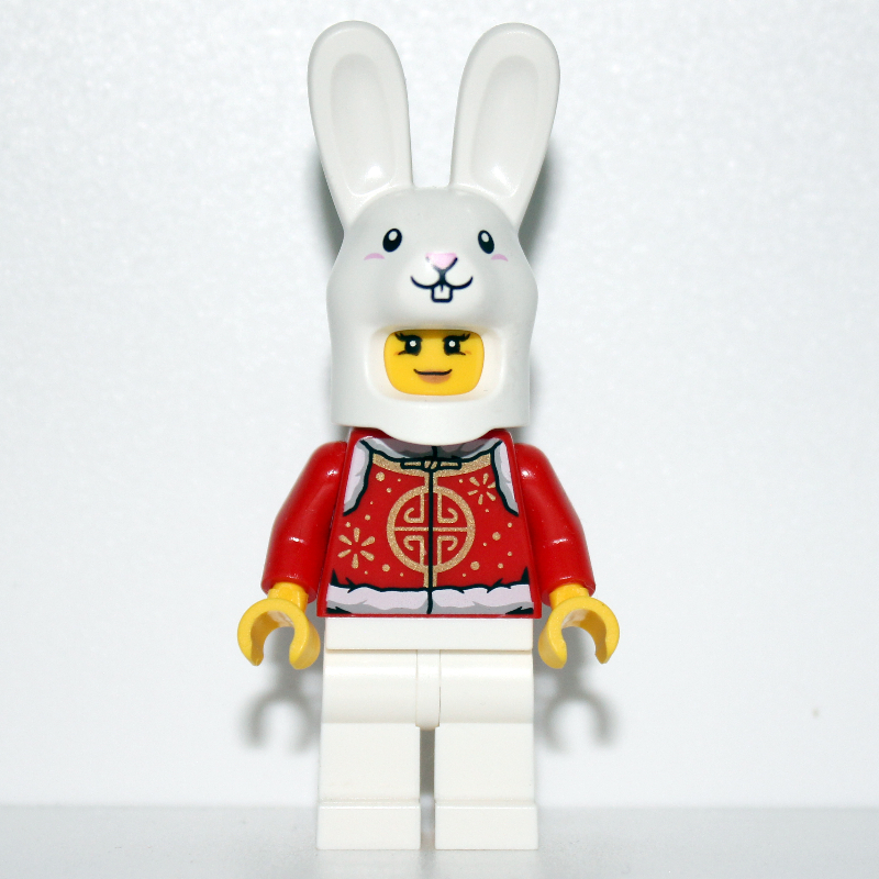 Lego Red Torso, White Legs, White Bunny Mask