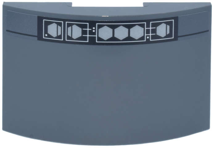 Lego Slope, Curved 6 x 4 Double with Black Elevator Indicator Panel, Silver Hexagons Pattern (Sticker) - Set 75419