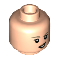 Lego Minifig Head Sylvie, Medium Nougat Eyebrows, Open Mouth Smile / Crooked Grin print / Light Nougat