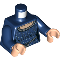 Lego Torso Dress with Light Nougat Neck, Silver Collar, Spots, and Rope Belt Print (Rowena Ravenclaw), Dark Blue Arms, Light Nougat Hands / Dark Blue