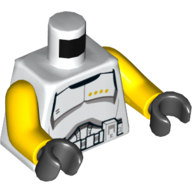 Lego Torso Armor Clone Trooper Commander Black Belt and Four Yellow Stars Print, Yellow Arms, Black Hands