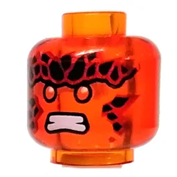 Minifig Head Cole, Red Eyes, Black Scales, Angry Teeth Print