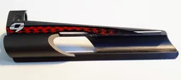 Technic, Panel Fairing # 8 Small Long, Large Hole, Side B with Stylized Silver Number 9 and Black and Red Pattern (Sticker) - Set 8353
