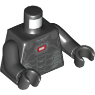 Lego Torso Armor, Silver Plates with White and Red Hexagon Print (War Machine), Black Arms and Hands / Black