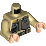 Lego Torso Jacket with Dark Tan Belts Print (Rebel Trooper), Tan Arms, Light Nougat Hands / Tan