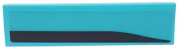 Tile 1 x 4 with Black Stripe on Medium Azure Background Pattern Model Left Side (Sticker) - Set 76898 / Medium Azure