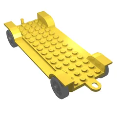 Fabuland, Vehicle Base, Car Chassis 14 x 6.5 with Tow-Hook and Light-Gray Wheels / Yellow