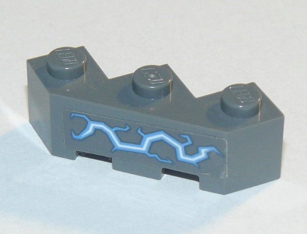 Lego Brick, Modified Facet 3 x 3 with Medium Blue and White Electricity Pattern (Sticker) - Set 70353