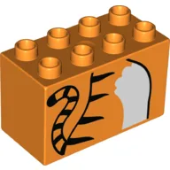 Duplo Brick 2 x 4 x 2 with Tiger Torso Print / Orange