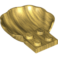 Lego Animal Body Part, Clam / Scallop Half Shell with 4 Studs / Pearl Gold