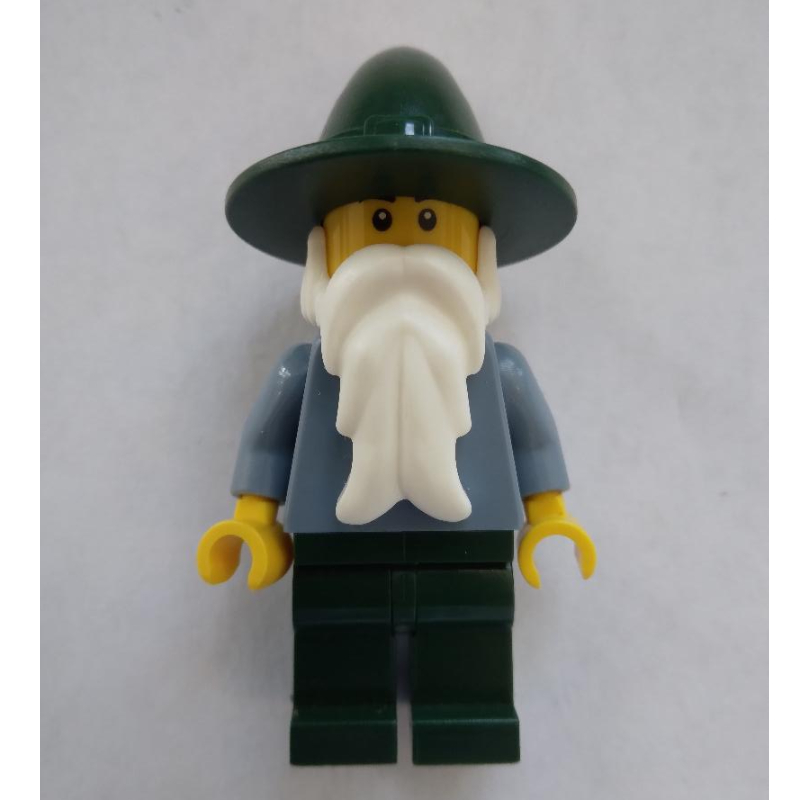 Lego Wizard - Sand Blue Body, Dark Green Legs, Black Eyebrows
