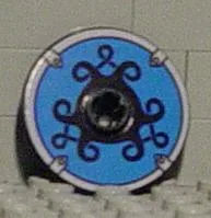 Technic, Disk 3 x 3 with Blue Viking Shield with Black Celtic Knots Pattern (Sticker) - Gear G577