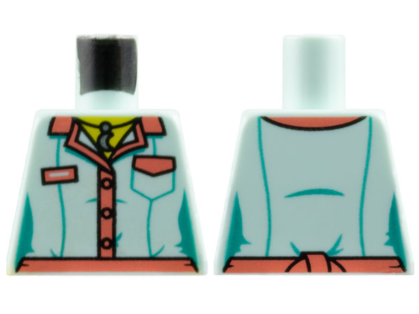 Lego Torso Female Blouse, Dark Pink Collar and Trim and Silver Moon Necklace Pattern