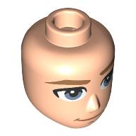 Lego Minidoll Head Male Dark Tan Eyebrows, Bright Light Blue Eyes, Thin Smile / Light Nougat