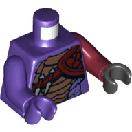 Torso, Odd Arms and Hands, Snake with Black and Copper Scales, Knives and Shoulder Pad Print, Left Dark Red Arm and Black Hand, Right Dark Purple Arm and Hand / Dark Purple