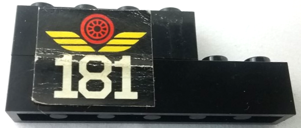 Lego Stickered Assembly 6 x 1 x 2 with White '181' and Red Train Wheel Pattern Model Right Side (Sticker) - Set 181