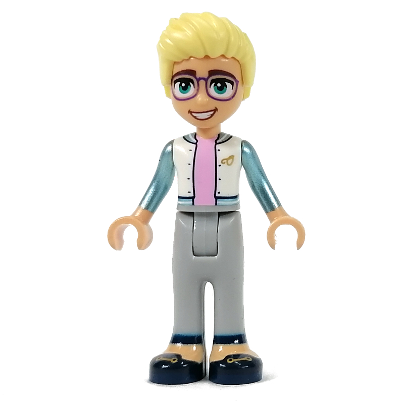 Lego Olly - White Top with Metal Blue Arms, Light Bluish Grey Pants