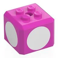 Brick Special Cube with 2 x 2 Studs on Top, and White Circles Print / Dark Pink