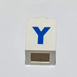 Brick 1 x 1 with Blue 'Y' Print (Bold Font) / White