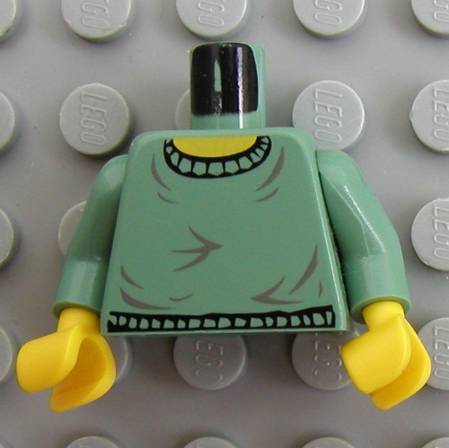 Lego Torso Crew Neck Sweater Print, Sand Green Arms, Yellow Hands / Sand Green