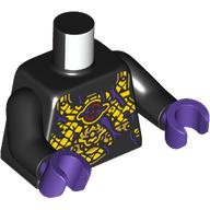 Lego Torso, Gold/Dark Purple Decorations print, Black Arms, Dark Purple Hands / Black