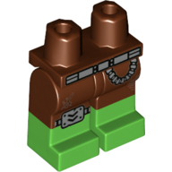 Lego Hips with Reddish Brown Legs and Bright Green Boots Pattern with Silver Belt, Chain and Right Knee Armor Print / Reddish Brown
