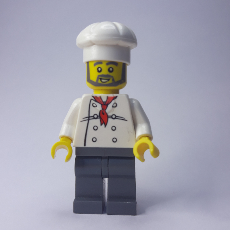 Lego Chef, Red Neckerchief, Dark Bluish Gray Legs, Beard