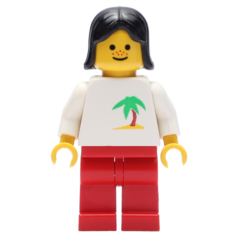Lego White Torso, Red Legs, Black Hair, Freckles