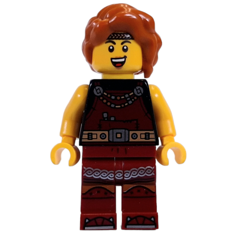 Lego Viking, Dark Red Overalls, Dark Orange Hair