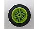 Wheel 30.4mm D. x 20mm with No Pin Holes and Reinforced Rim with Black Tire 43.2 x 22 ZR (56145 / 44309) / Lime