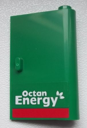 Lego Door 1 x 3 x 4 Right - Open Between Top and Bottom Hinge with 'Octan Energy' Pattern (Sticker) - Set 60025