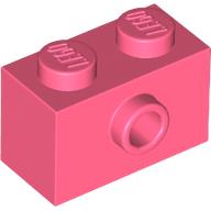 Lego Brick Special 1 x 2 with 1 Center Stud on 1 Side, Bottom Stud Holder / Coral