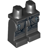 Lego Hips and Black Legs with Gray Sash, Silver Buckles and Gray Knee Wrapping Print / Black