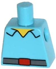 Torso Simpsons Shirt Open Collar with Dark Bluish Gray Belt with Red Buckle Pattern / Medium Azure