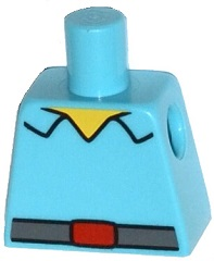 Lego Torso Simpsons Shirt Open Collar with Dark Bluish Gray Belt with Red Buckle Pattern