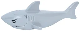 Shark with Rounded Nose and Debossed Gills with Black Eyes with Eyelids and White Full Circle Glints Pattern