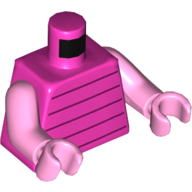 Lego Torso Vest, Dark Purple Stripes Print (Piglet), Bright Pink Arms and Hands / Dark Pink