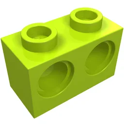 Technic Brick 1 x 2 [2 Pin Holes] / Lime